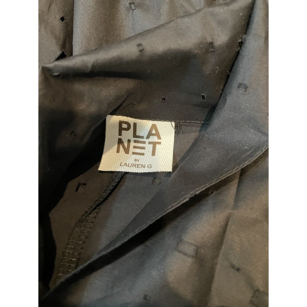 PLANET by Lauren G Signature Oversize Button Up Shirt Black Cut Out Holes Size 1 - Picture 4 of 8